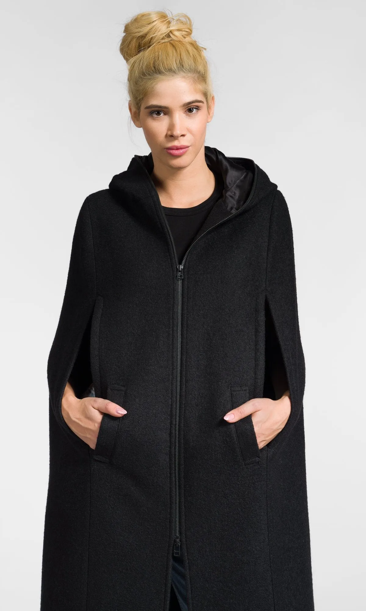 Long Zippered Cape Coat