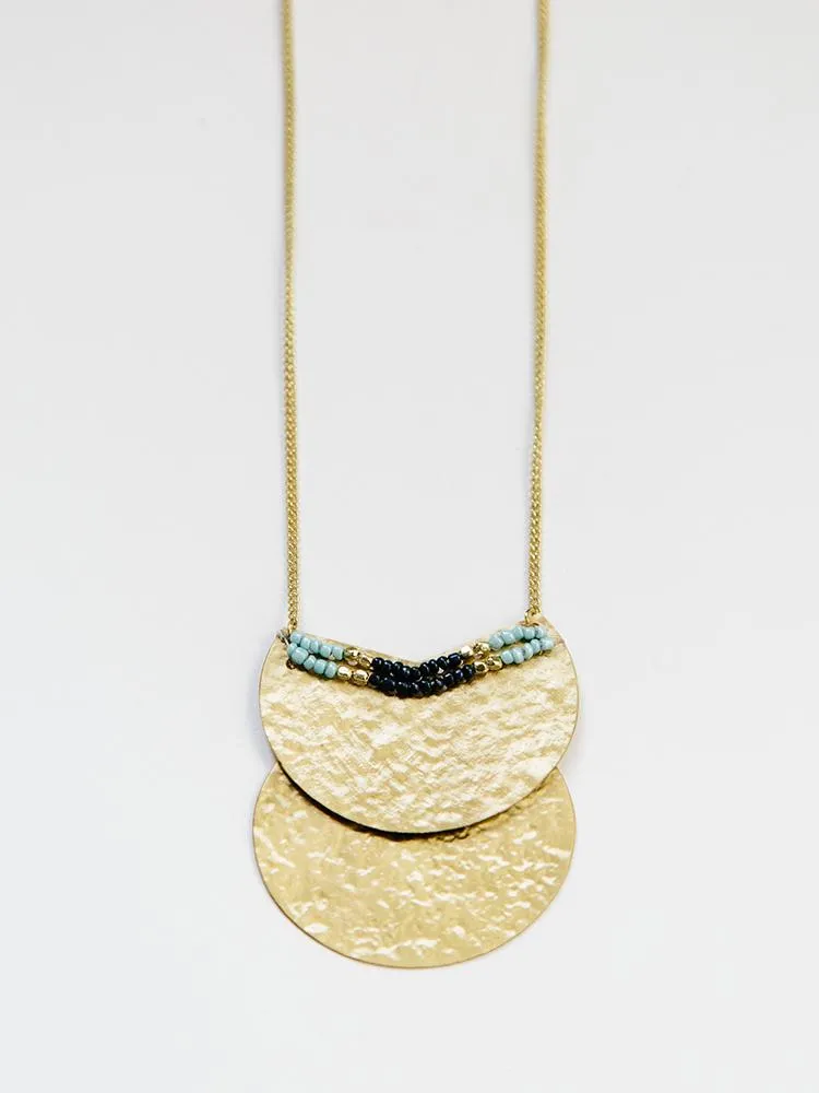 Lyra Disc Necklace - Blue