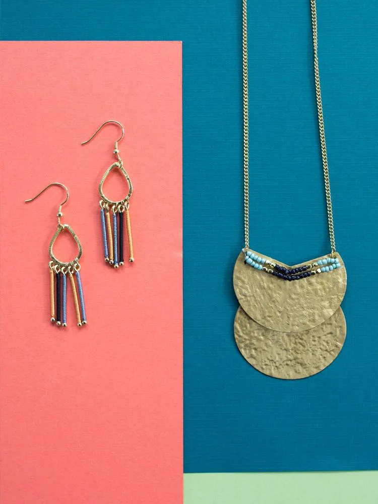 Lyra Disc Necklace - Blue