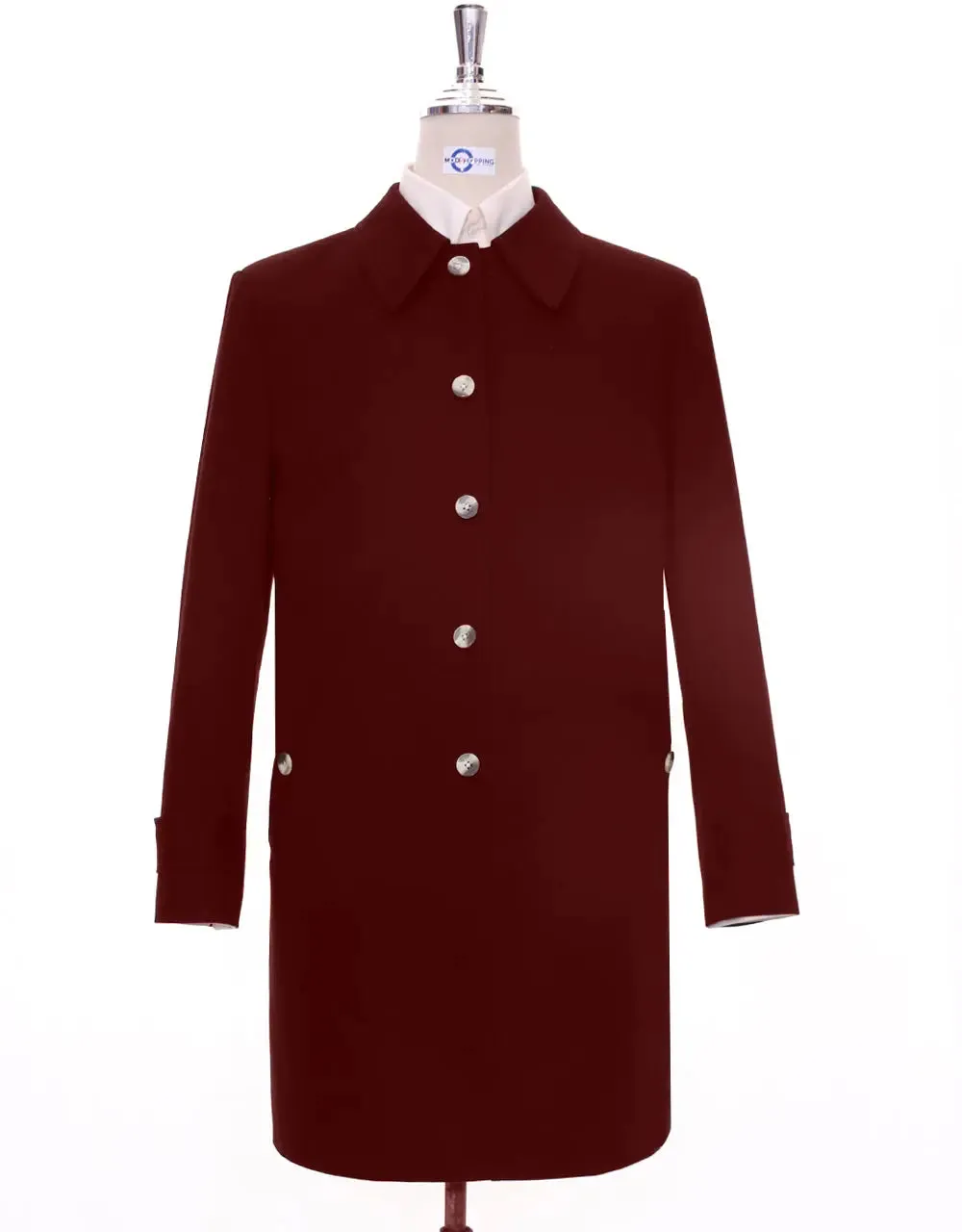 Mac Coat Men's | Mod Style Burgundy Color Mac Coat