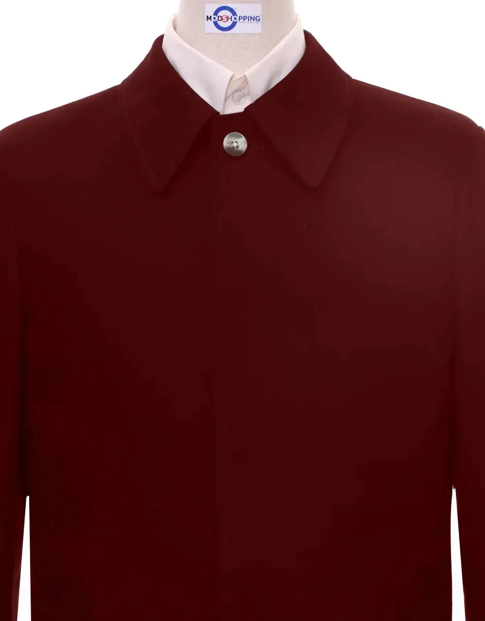 Mac Coat Men's | Mod Style Burgundy Color Mac Coat