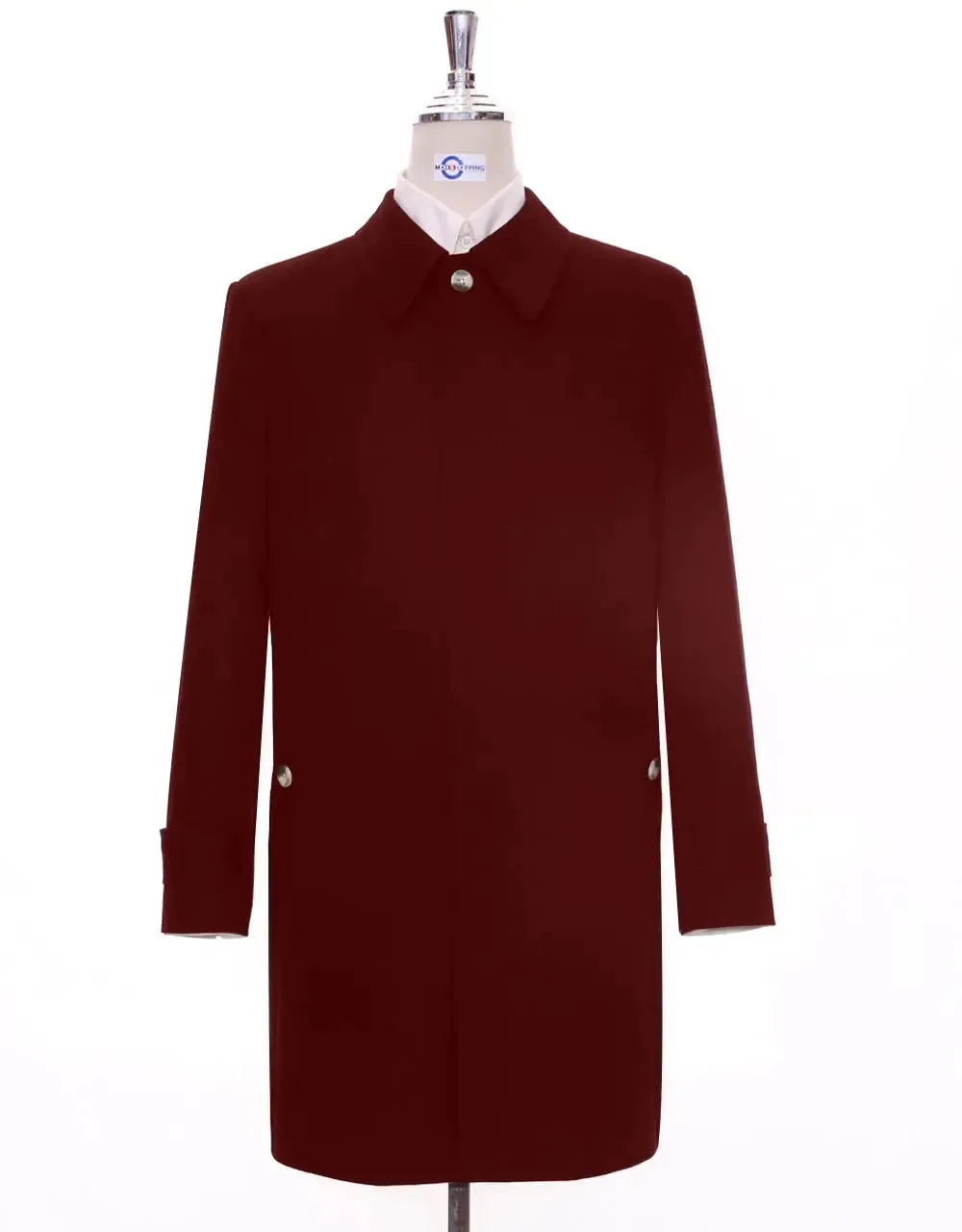 Mac Coat Men's | Mod Style Burgundy Color Mac Coat