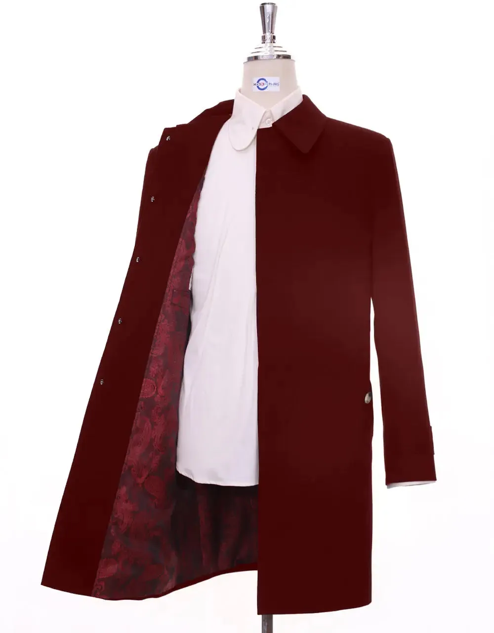Mac Coat Men's | Mod Style Burgundy Color Mac Coat
