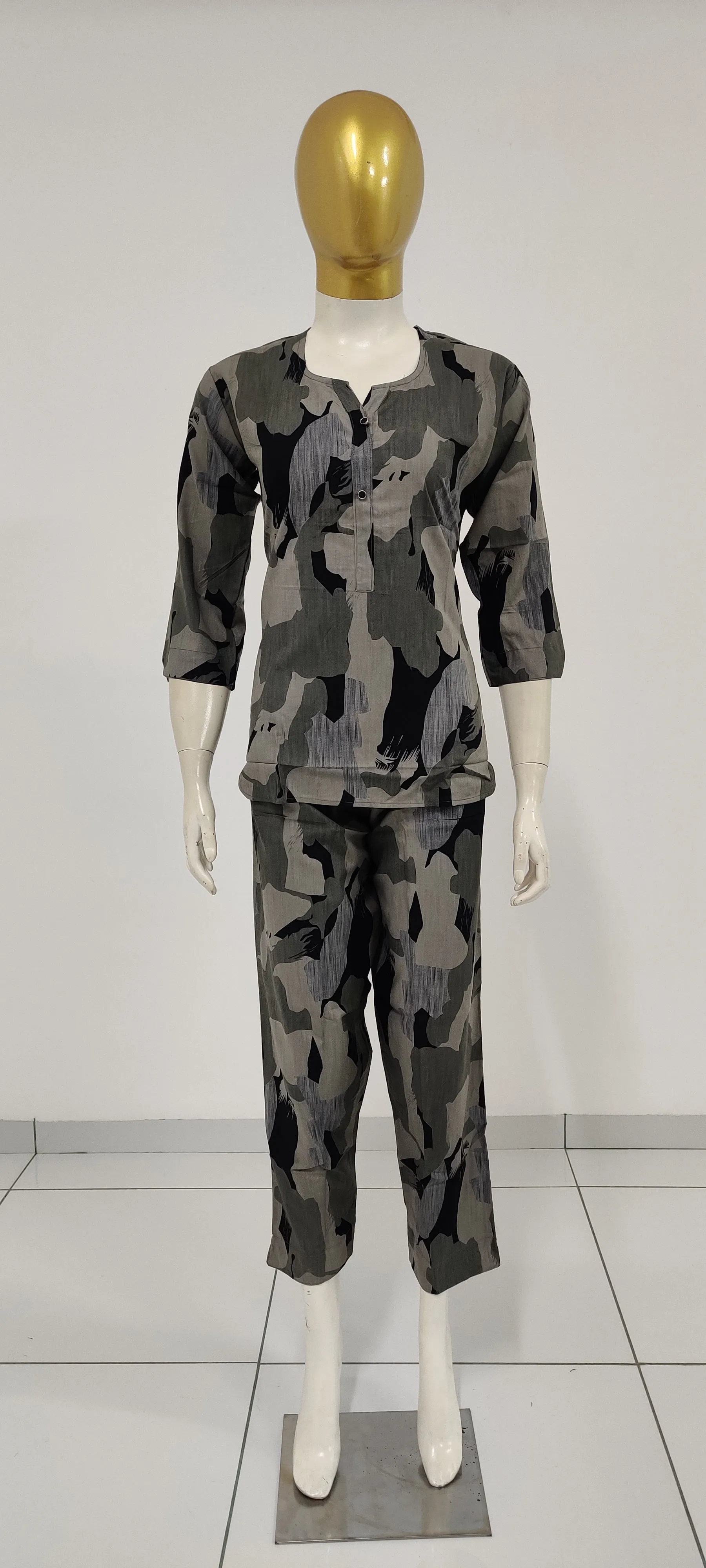 MANGAI Premium RAYON Printed Stylish U-Cut Model Night Suits | Stylish Print's All Over | Top & Bottom Set | 3/4 Sleeve| U-Cut Neck | Trendy Night Suits for Stylish Women's (RUNS-UCUT)