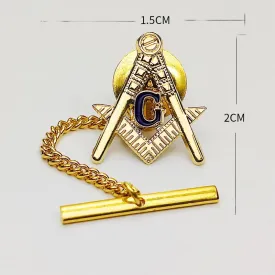 Master Mason Blue Lodge Lapel Pin - Gold & Blue With Chain