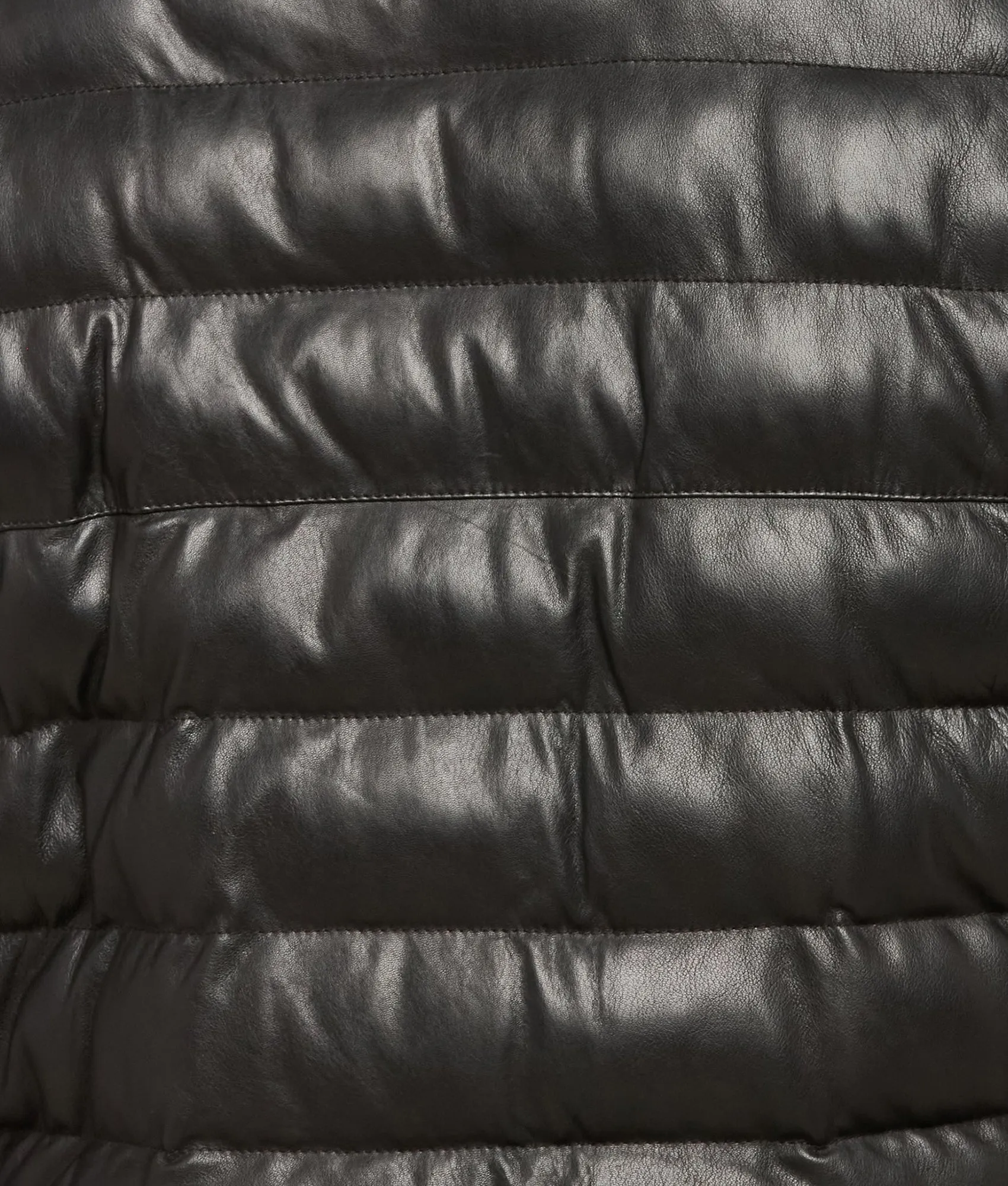 Men's Leather Puffer Jacket :: Black
