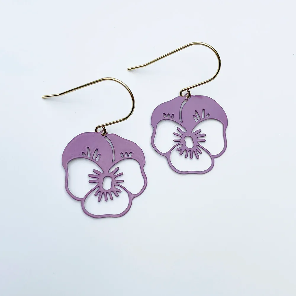 Mini Pansy Earrings - Purple