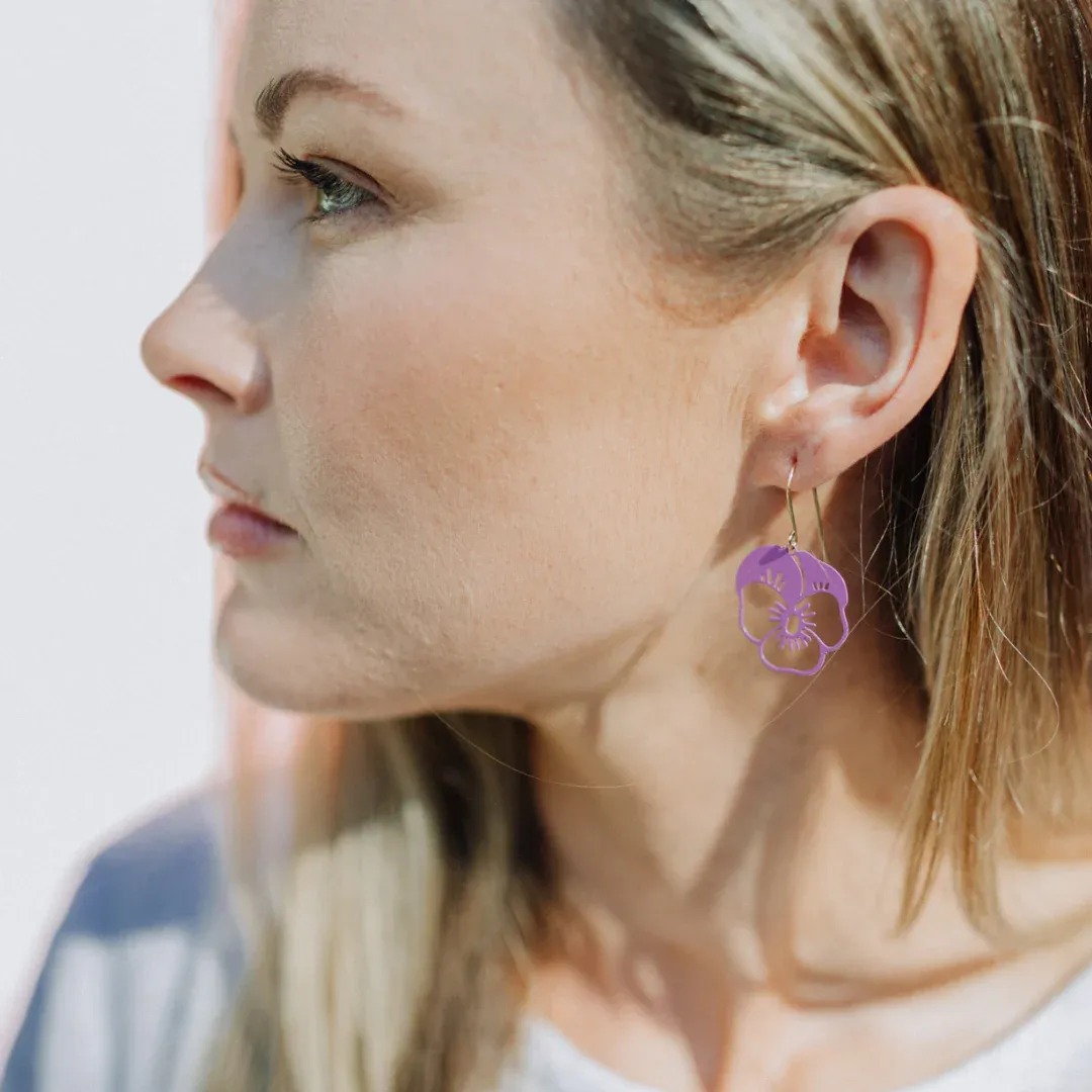 Mini Pansy Earrings - Purple