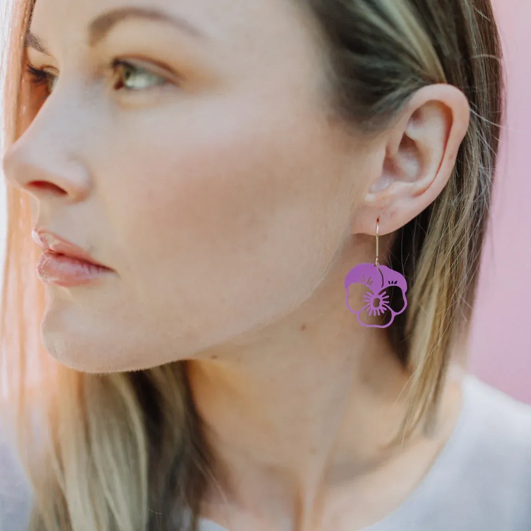 Mini Pansy Earrings - Purple