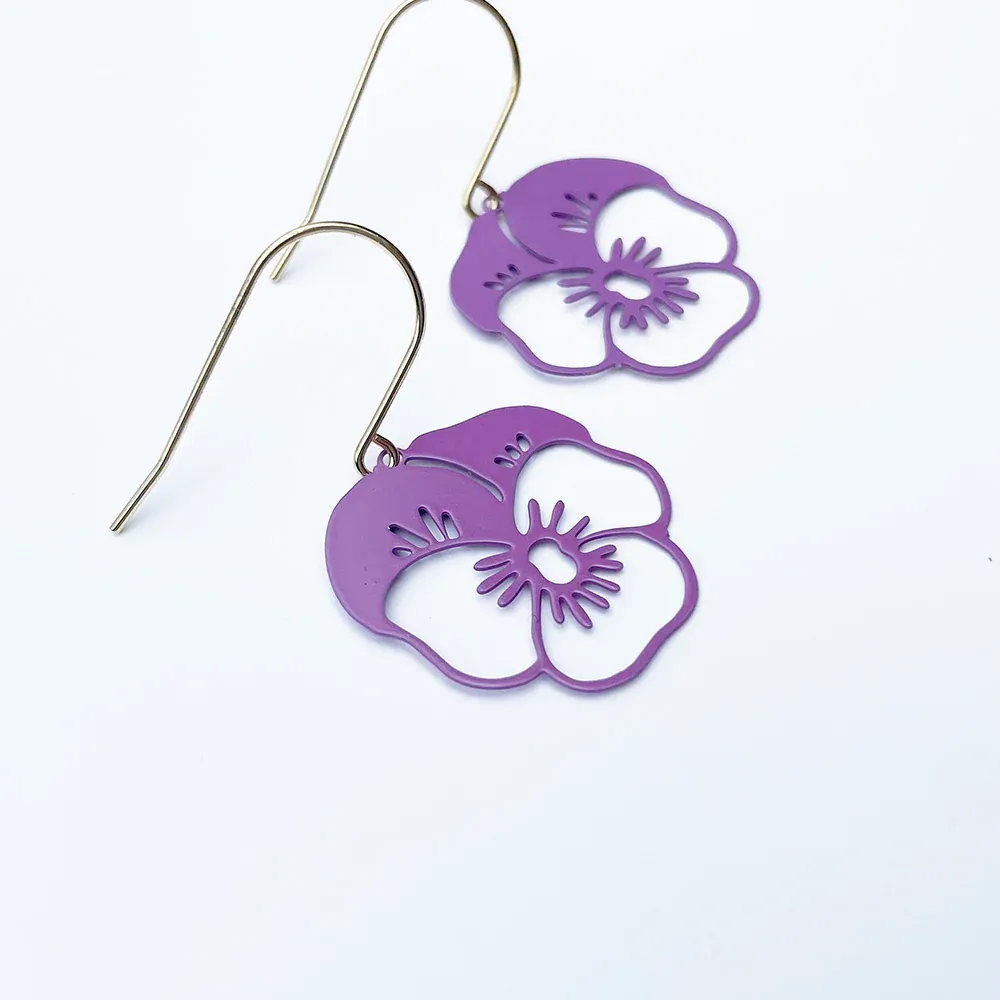 Mini Pansy Earrings - Purple