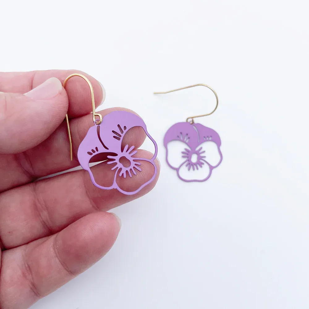 Mini Pansy Earrings - Purple