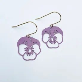 Mini Pansy Earrings - Purple