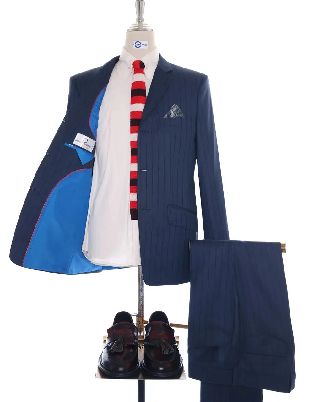 Mod Suit - Navy Blue Striped Suit
