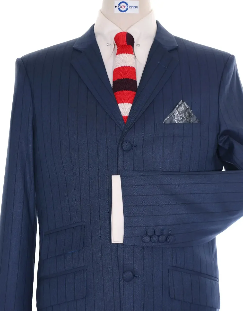 Mod Suit - Navy Blue Striped Suit