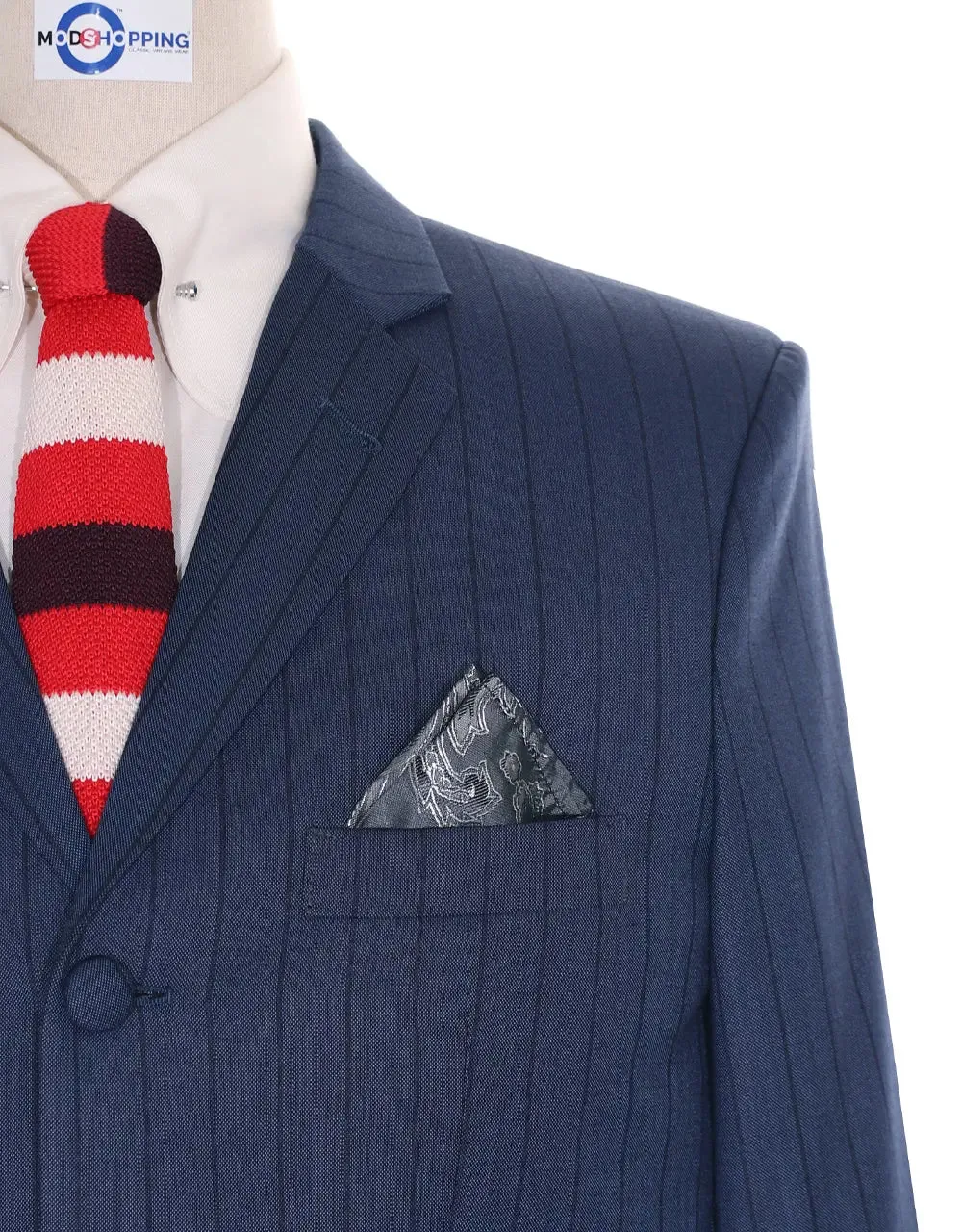 Mod Suit - Navy Blue Striped Suit