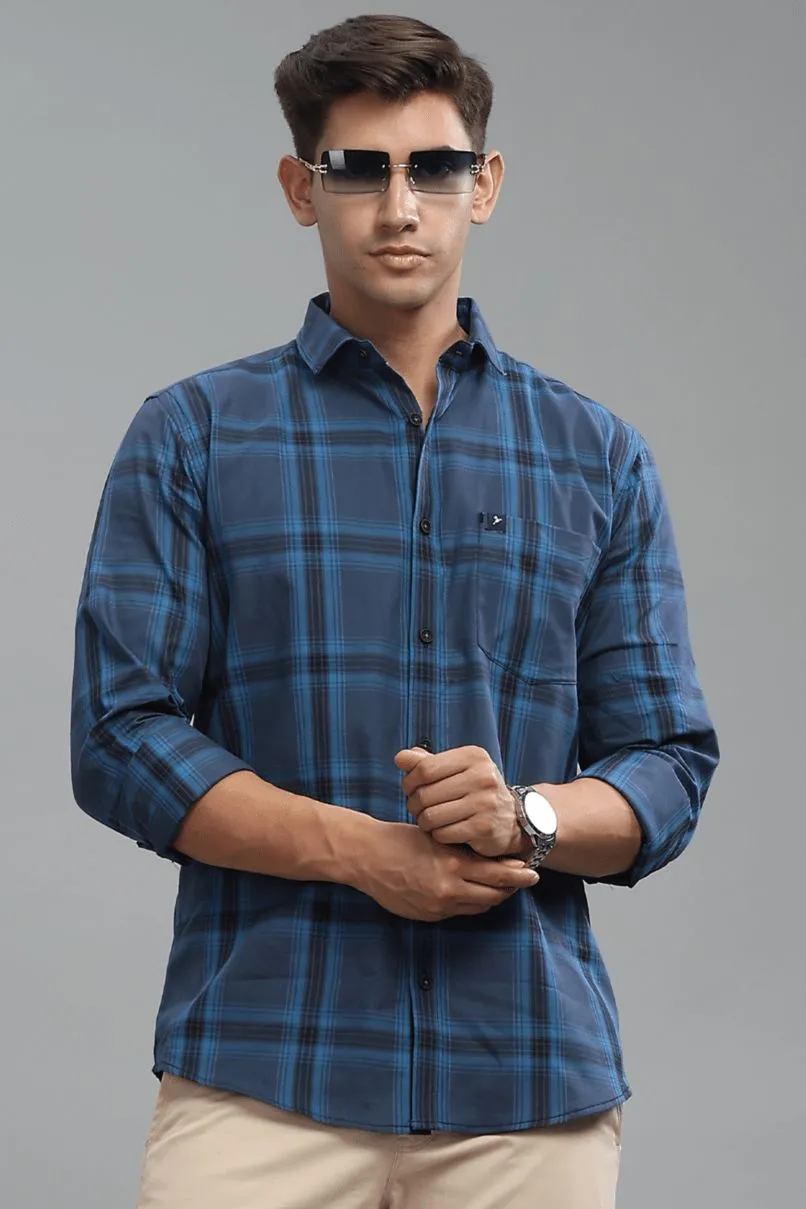 Navy & Blue Box Checks - Full-Stain Proof