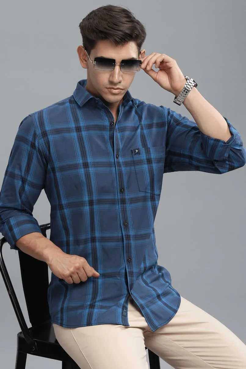 Navy & Blue Box Checks - Full-Stain Proof
