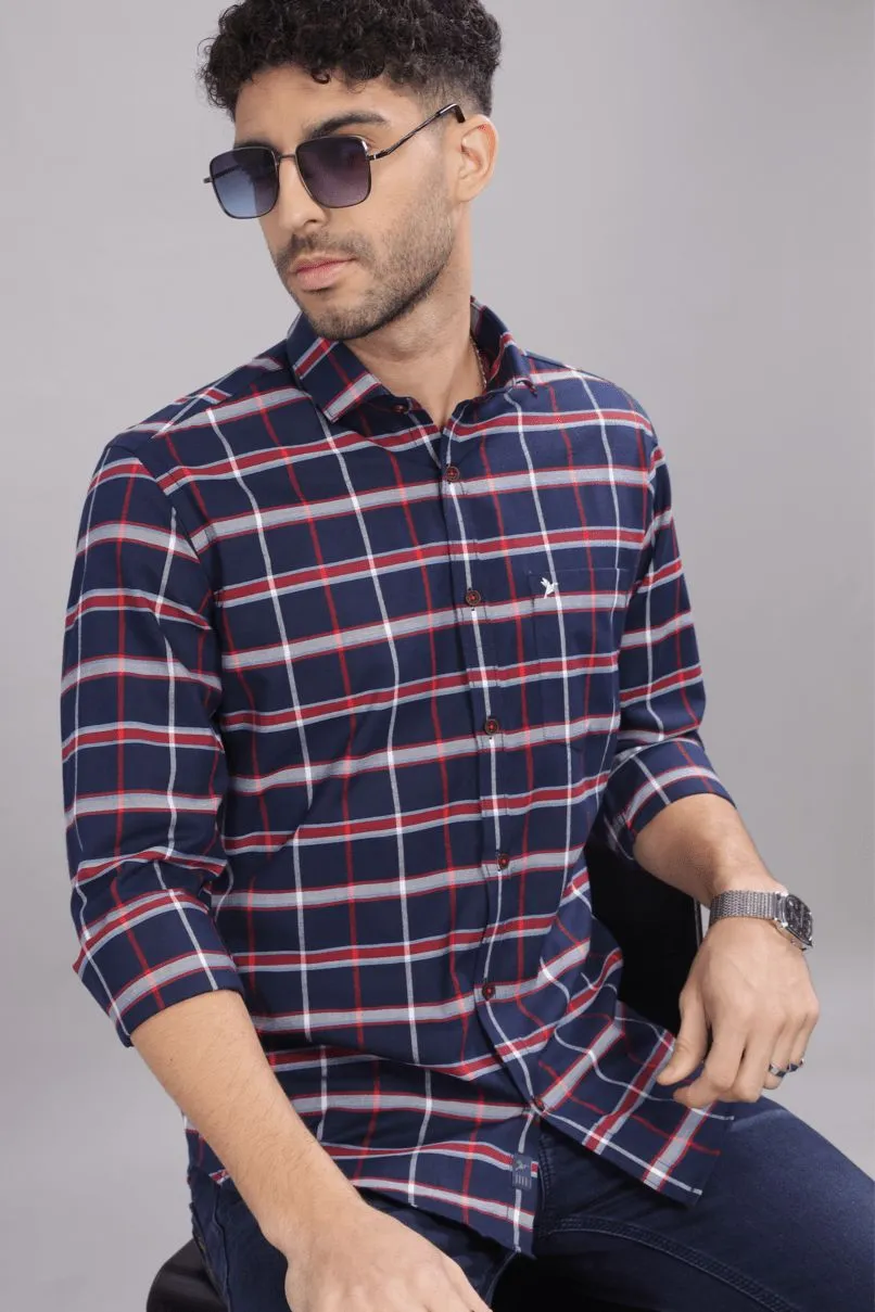 Navy Red & White Broad Checks - Full-Stain Proof
