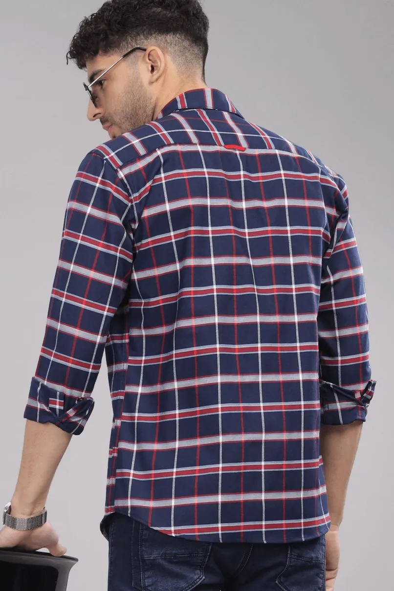 Navy Red & White Broad Checks - Full-Stain Proof