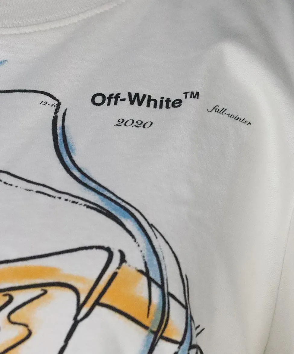 Off White Print Cotton T-Shirt sz 8