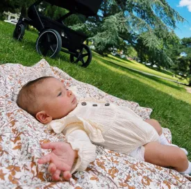 Organic Swaddle Blanket White Floral