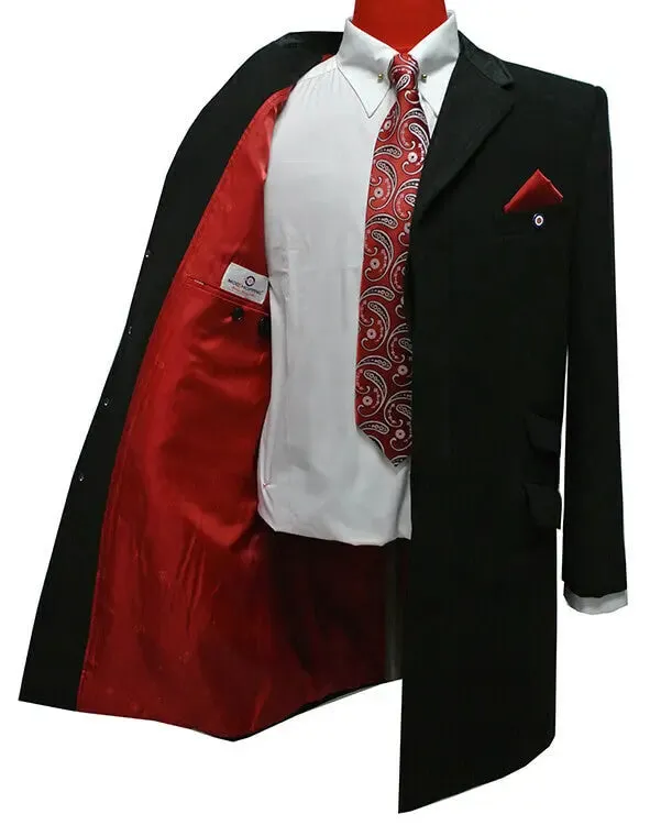 Original 60s Mod Black Long Mens Winter Overcoat