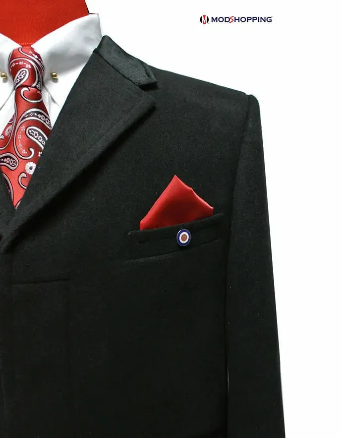 Original 60s Mod Black Long Mens Winter Overcoat