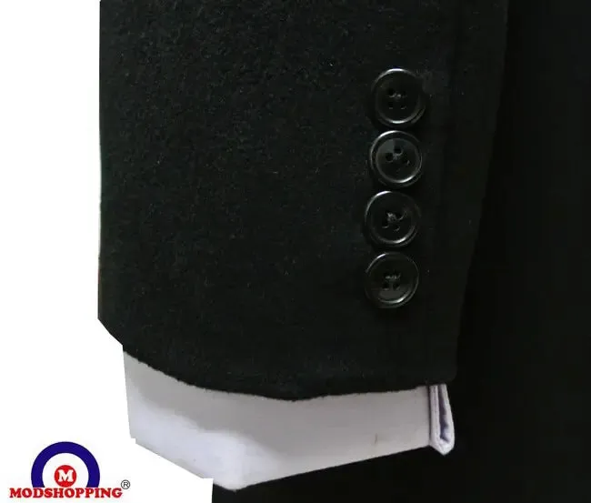 Original 60s Mod Black Long Mens Winter Overcoat