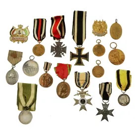 Original Imperial German WWI Era Medal & Badge Grouping with EKII & Bavarian Merenti Cross - 17 Items