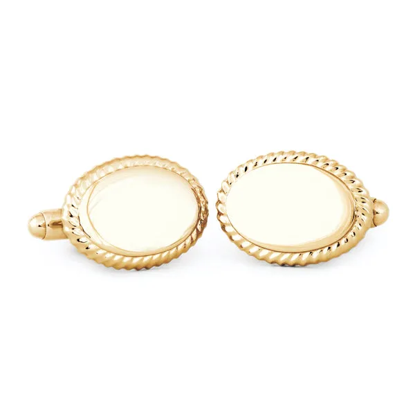 Oval Beaded Edge Cuff Links