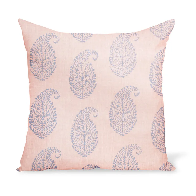 Peter Dunham Textiles Kashmir Paisley in Blue/Pink Pillow