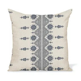 Peter Dunham Textiles Outdoor Carmania in Indigo on Natural Pillow