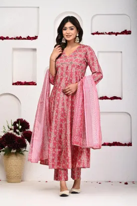 Print Alia Cut Anarkali Dupatta Set