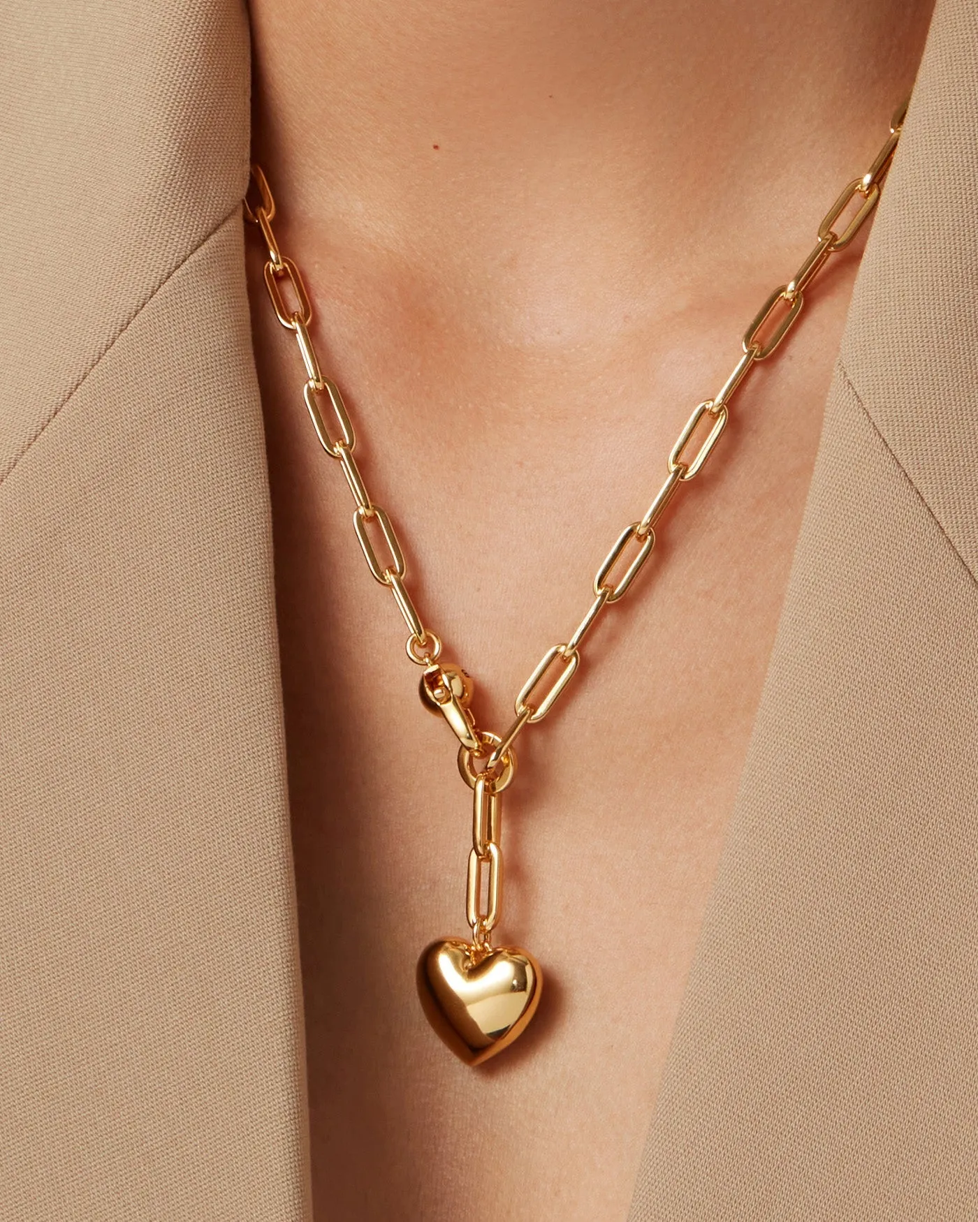 Puffy Heart Chain Necklace