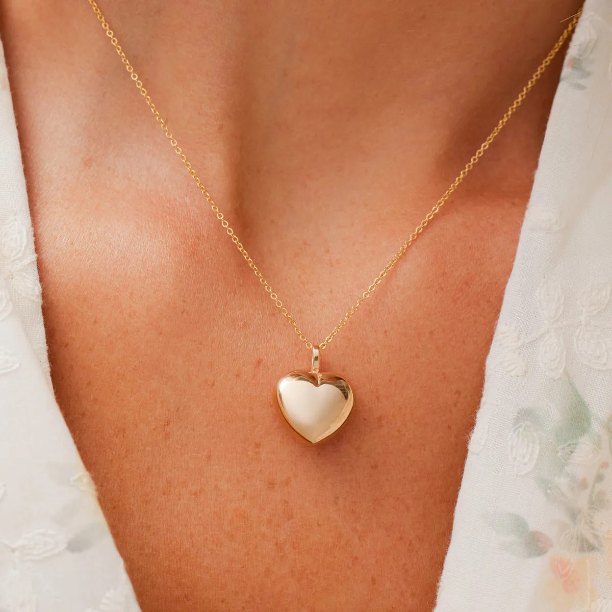 Puffy Heart Charm Necklace