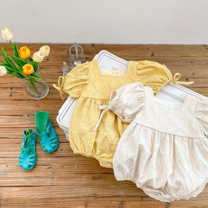 Puffy Ribboned Sleeved Romper