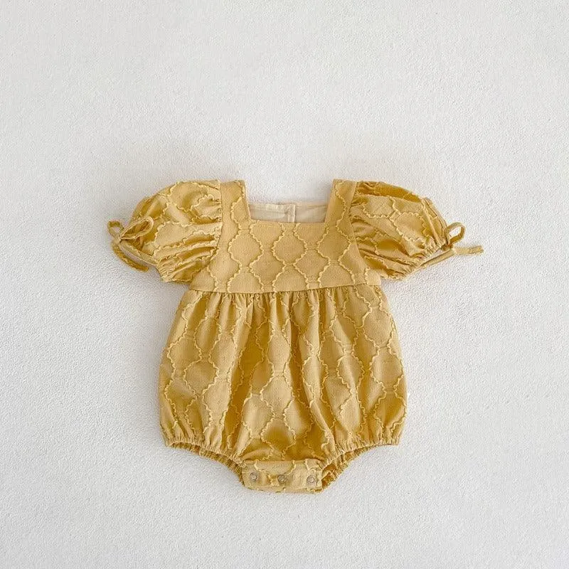 Puffy Ribboned Sleeved Romper