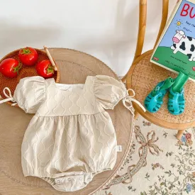 Puffy Ribboned Sleeved Romper