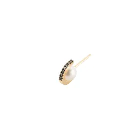 "Beluga" Pearl Diamond Earring Small size Black Ruthenium Plated