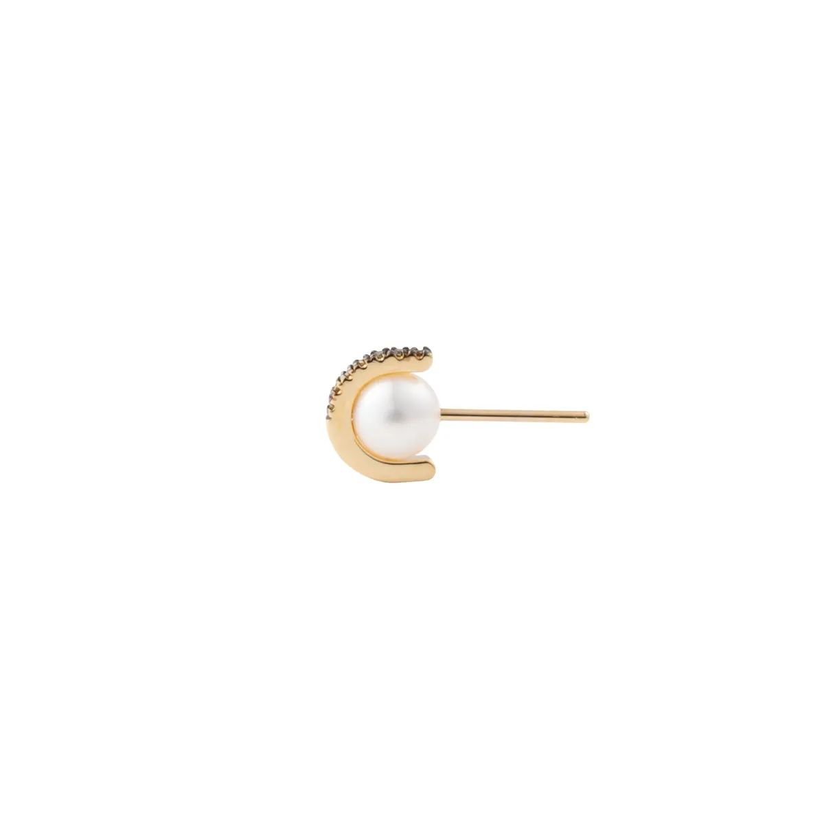 "Beluga" Pearl Diamond Earring Small size Black Ruthenium Plated