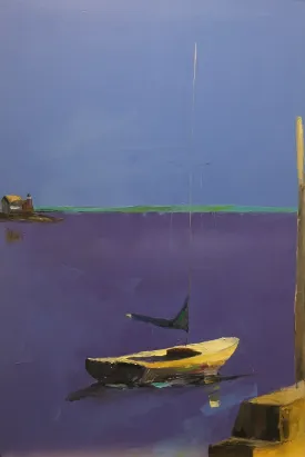"Docks" by Janis Sanders - Contemporary Coastal Landscape Painting