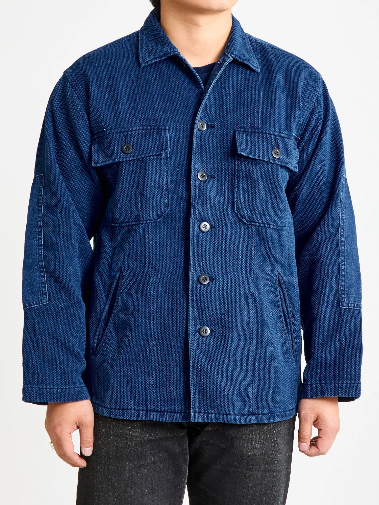 "Kasezome" Sashiko Utility Shirt in Indigo
