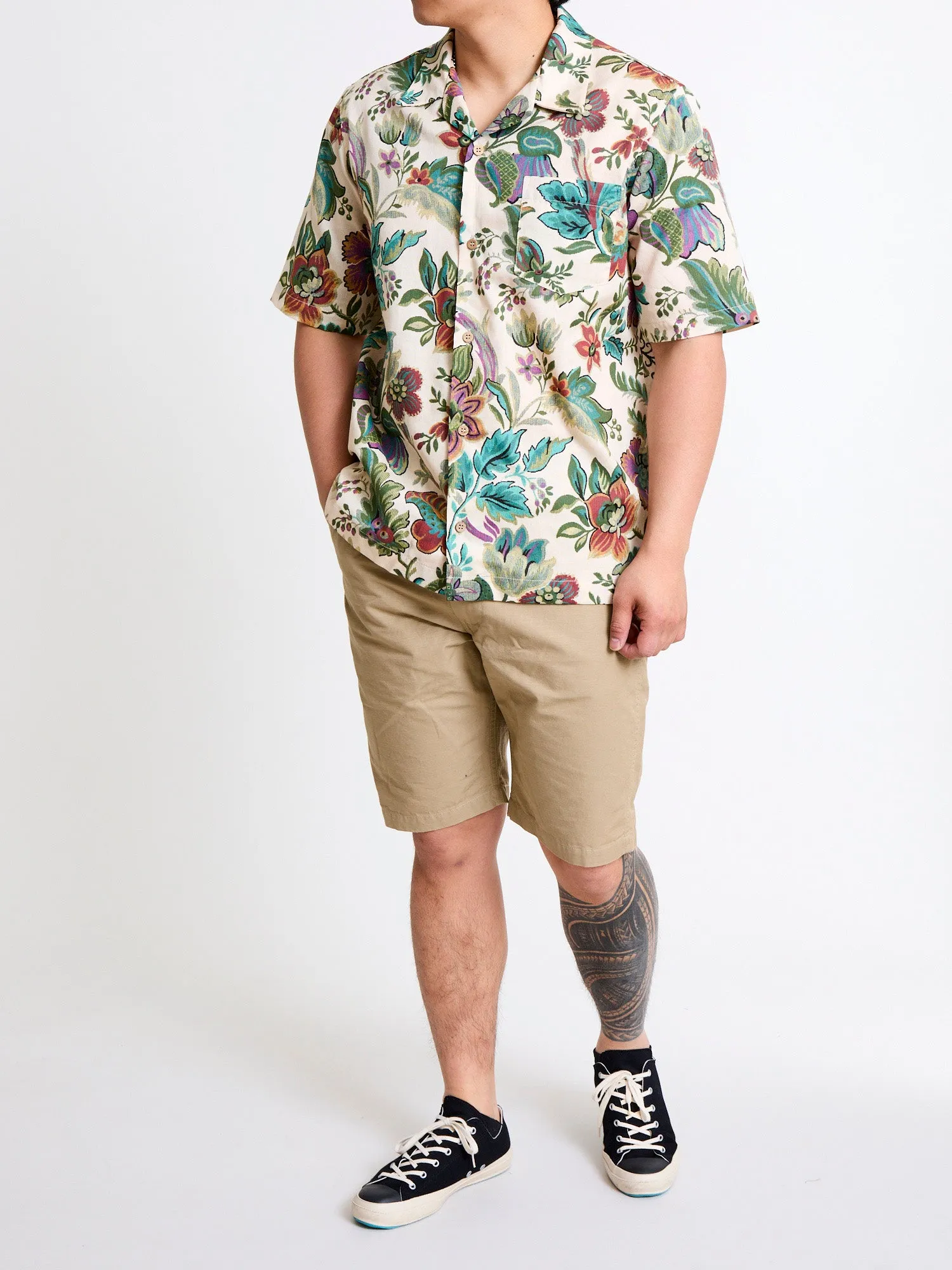 "Vintage Pique" Aloha Shirt in Ecru