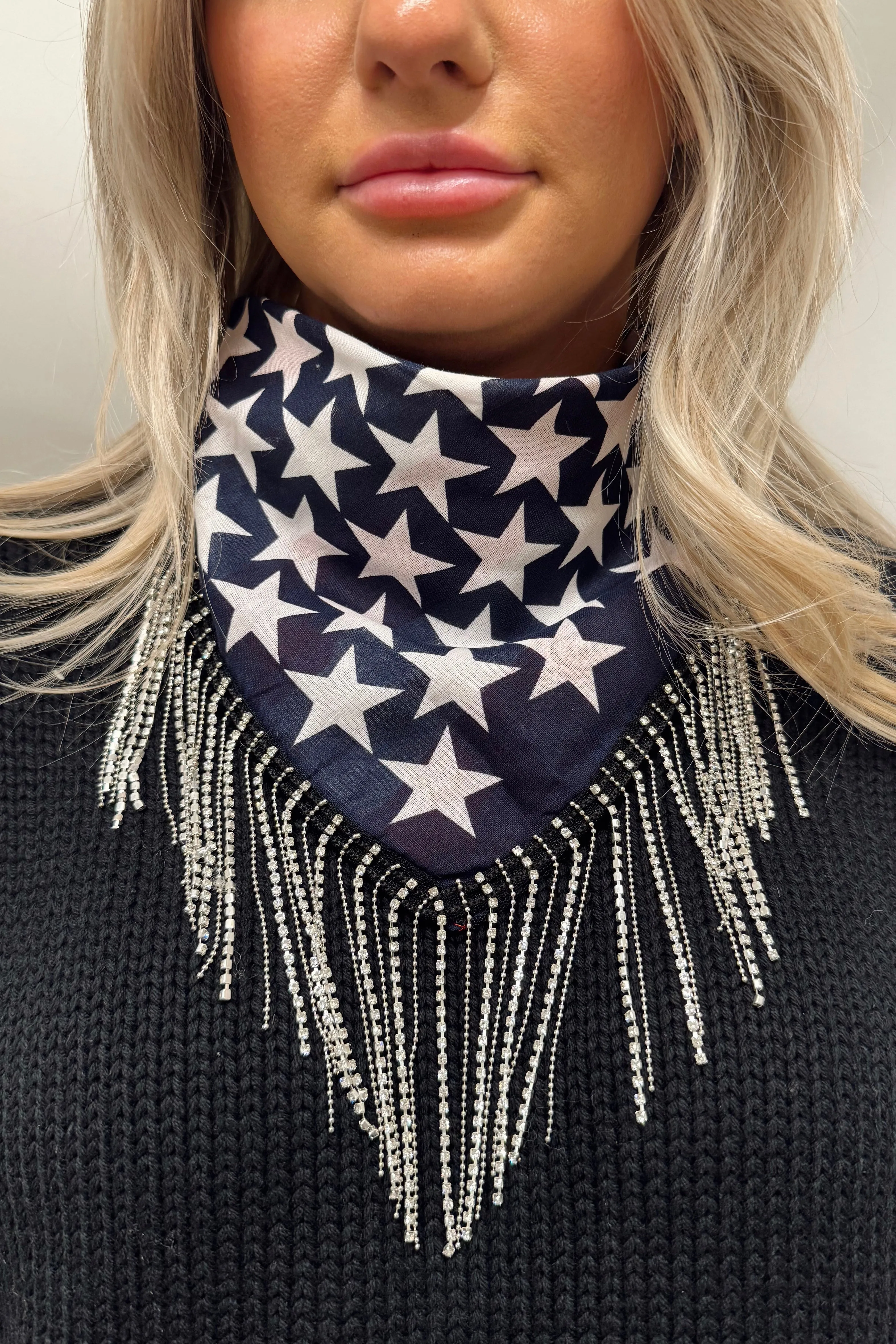 Rhinestone Fringe Bandana