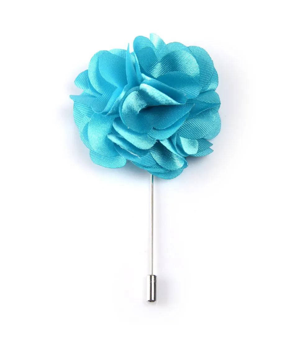 Royal Turquoise Petals Flower Lapel Pin - Big