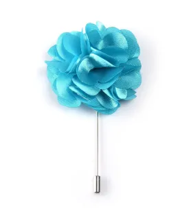 Royal Turquoise Petals Flower Lapel Pin - Big