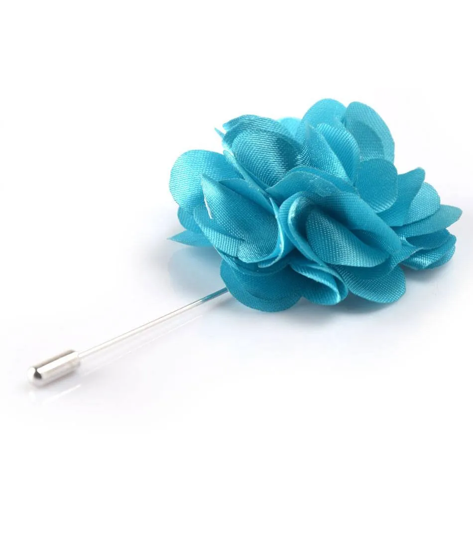 Royal Turquoise Petals Flower Lapel Pin - Big