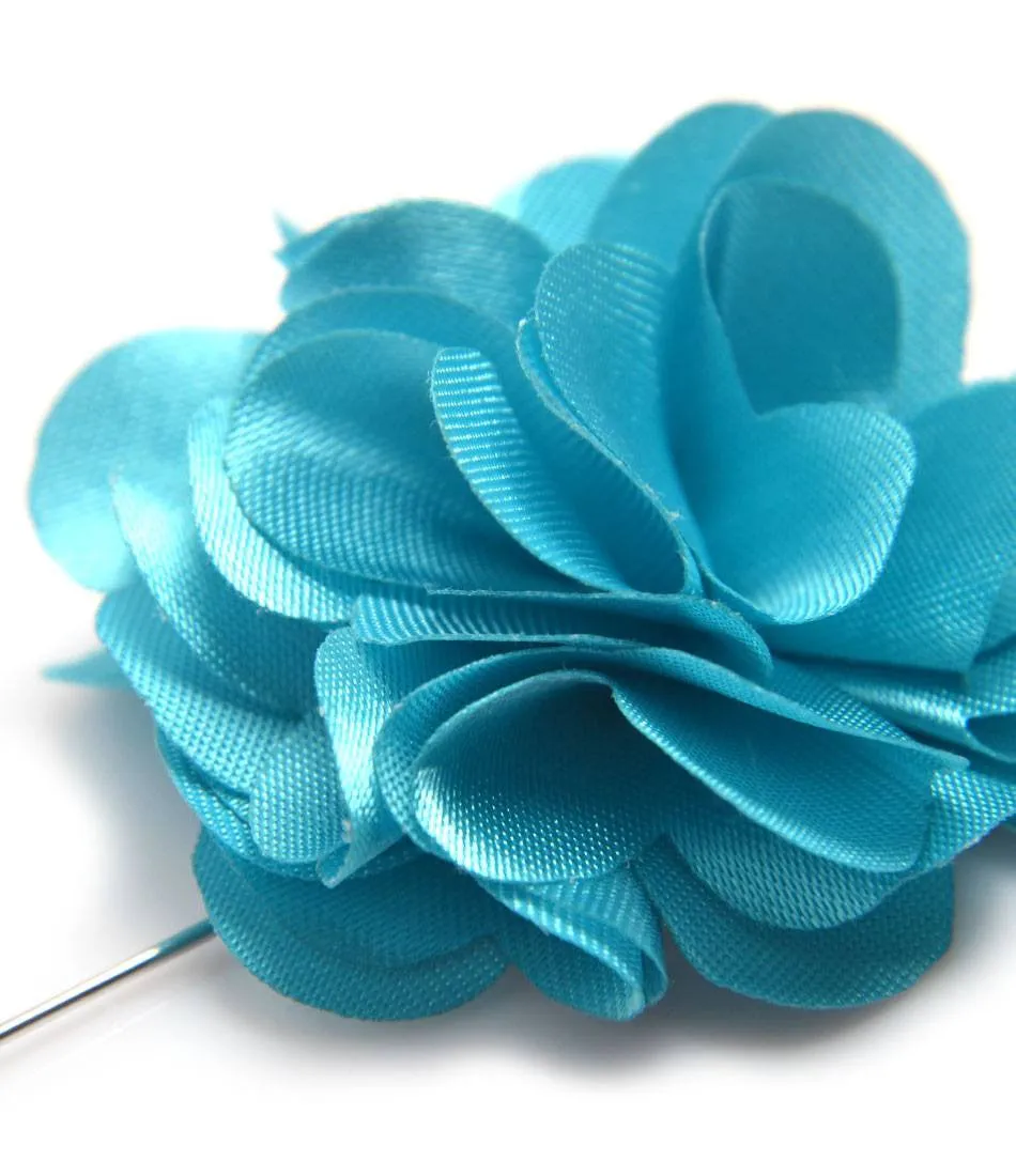 Royal Turquoise Petals Flower Lapel Pin - Big