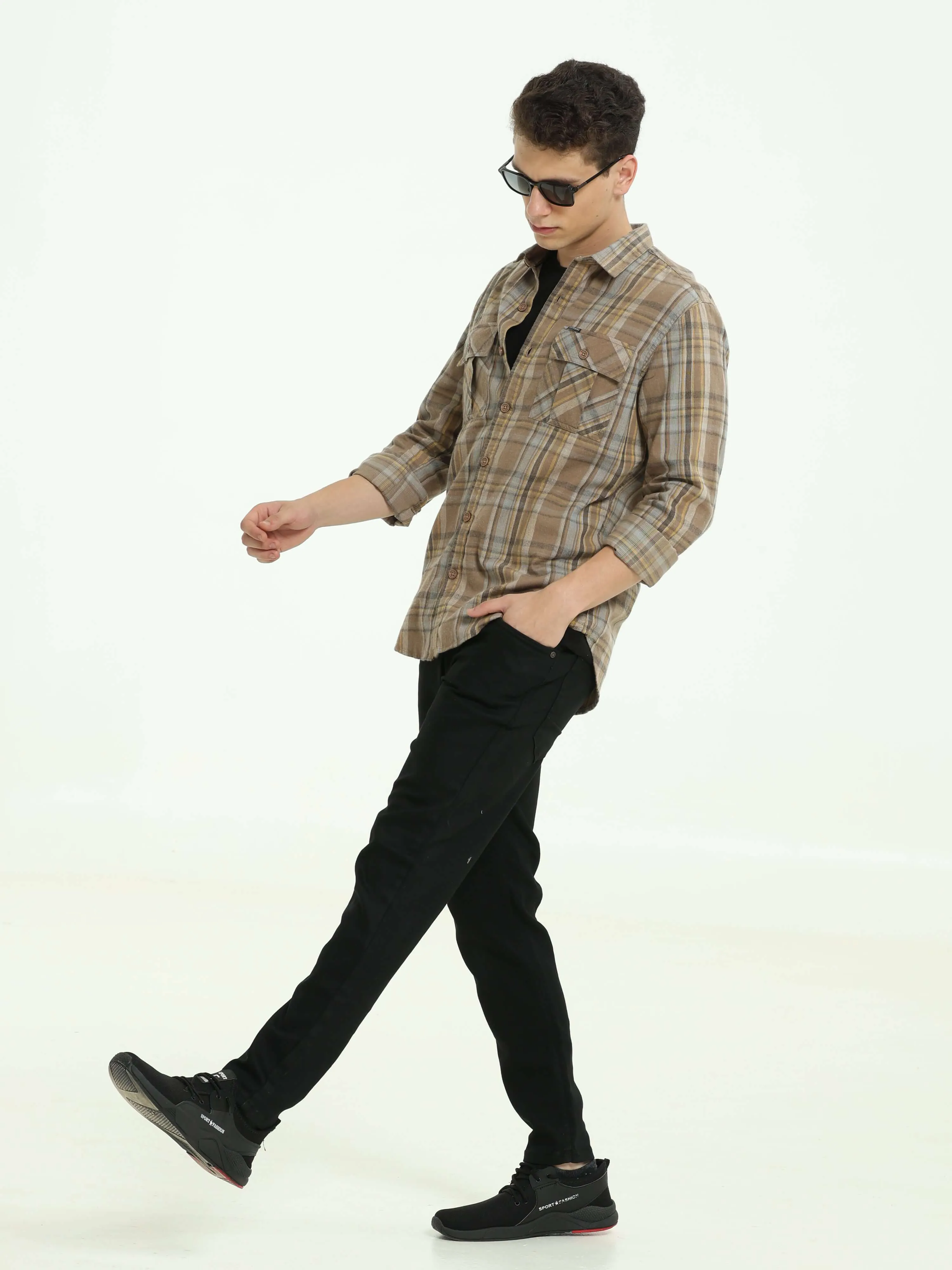 Sage green Check double pocket shirt