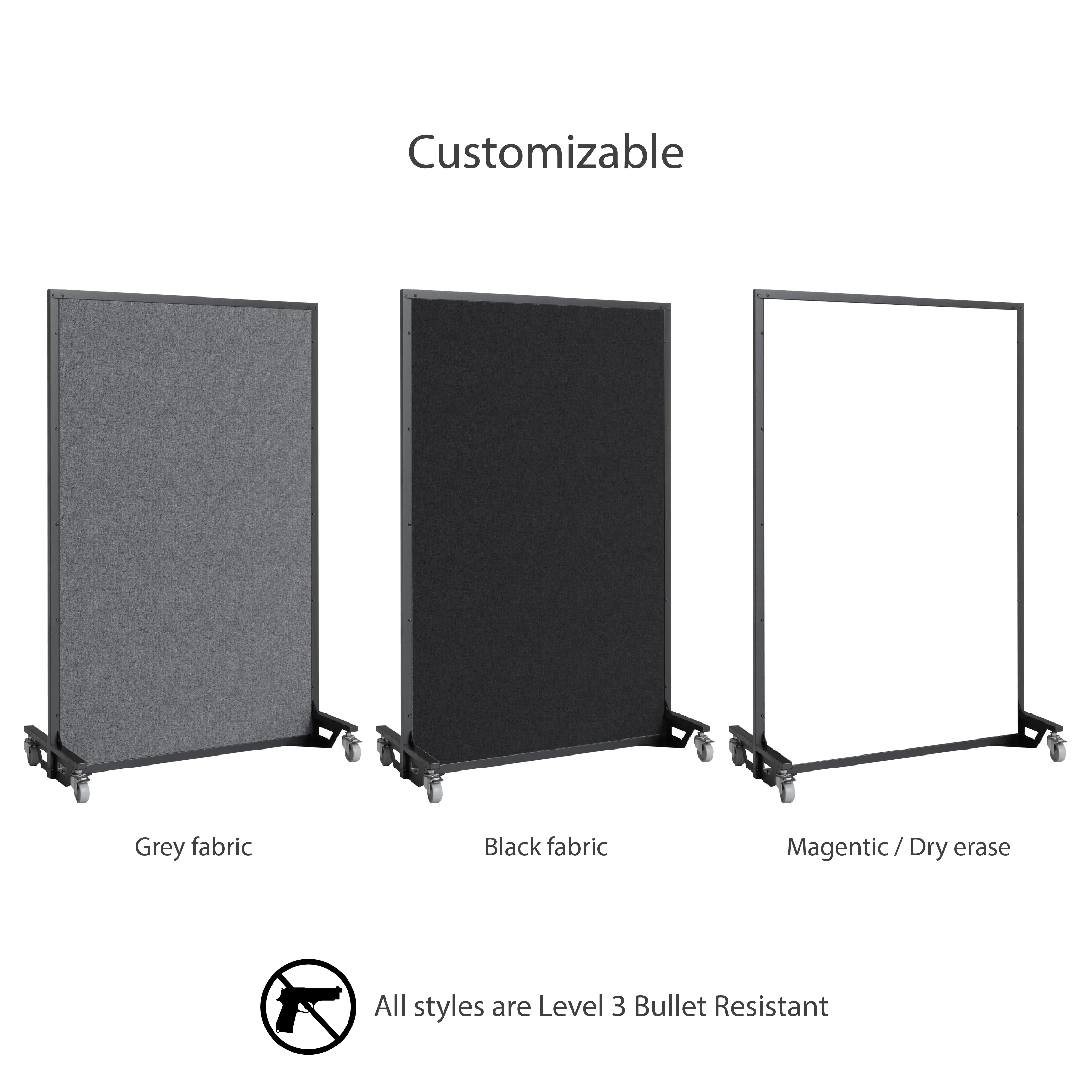 Screenflex Multi-Purpose Ballistic Room Divider on Wheeled Casters | UL 752 LEVEL 3